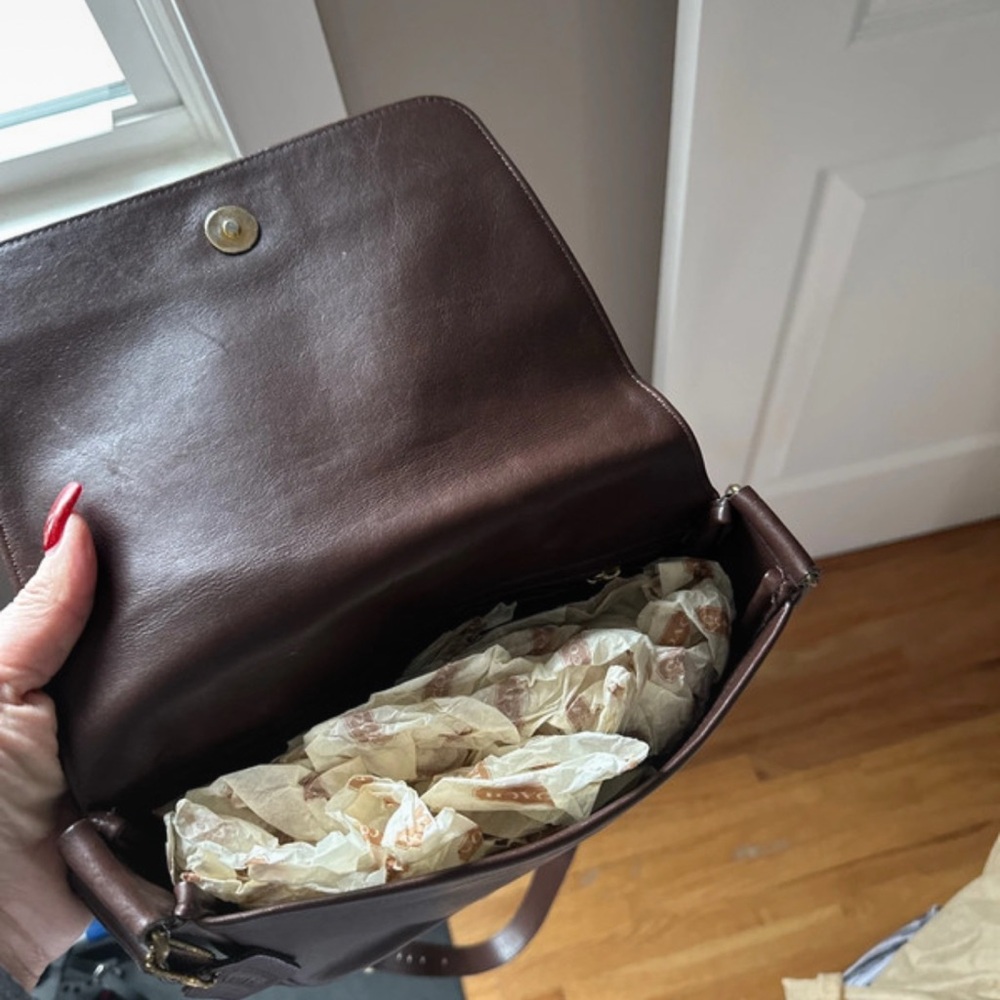 Coach Dark Brown Leather Messenger Bag - Picture 5 of 7